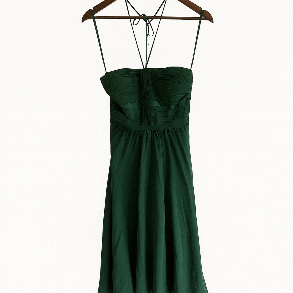 Elegant Green Spaghetti Strap Dress